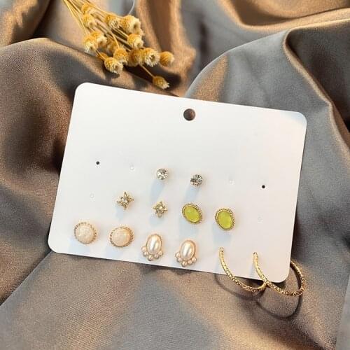 New Ethnic WomenS Earrings Set Pearl Crystal Stud Earrings Boho Geometric Tassel Earrings For Women 2020 Jewelry Gift