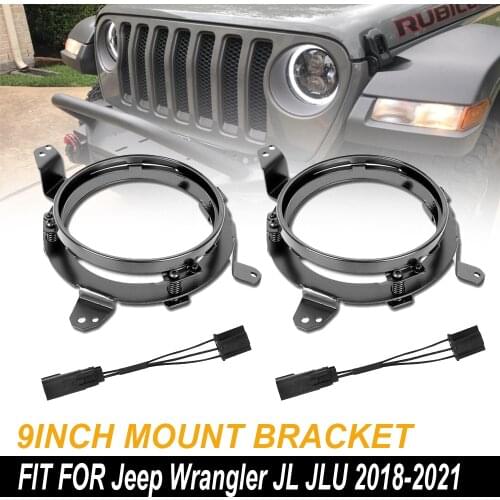 Pair 7'' Round LED Headlight Mounting Bracket Ring Fir for Jeep Wrangler JL 2018-2021