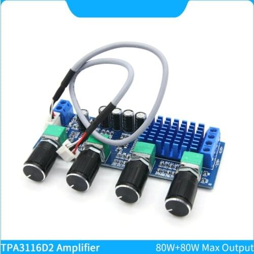 TPA3116D2 Amplifer Board 80W+80W 2.0 Channels High Power Digital Audio Amplifiers Bass Treble Mediant Vol Control TPA3116 Amp