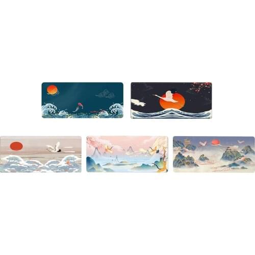Portable Chinese Style 90x40cm Extended Mouse Pad Keyboard Mat, Stitched Edge