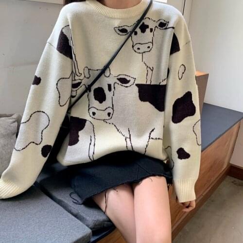 Faul Kuh Pullover Weiblichen Koreanischen Harajuku frauen Pullover Japanischen Kawaii Nette Ulzzang Kleidung Für Frauen