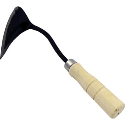 Hand Plow Wooden Short Handle Hoe Korean Style Traditional Garden Digger Tool for Better Home Garden Home Accessories 30CM