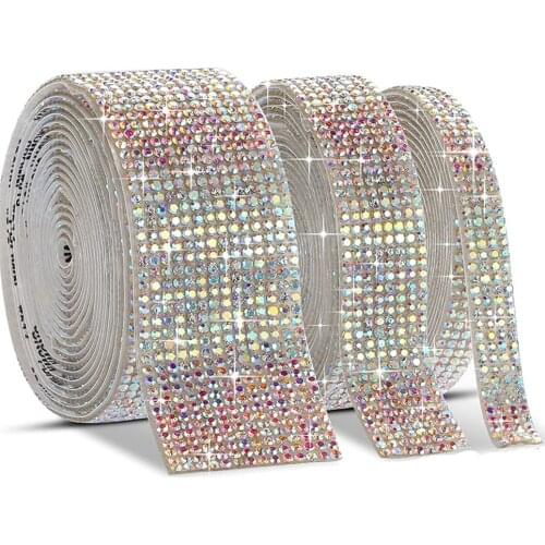 Self Adhesive AB Crystal Rhinestone Sticker Diamond Ribbon DIY Sticker Colorful Rhinestones for Arts Crafts, DIY Car Phone Decor
