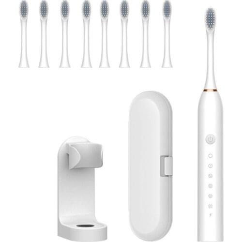 Ultrasonic Electric Toothbrush Adult Timer Brush 6 Modes USB Rechargeable IPX7 Tooth Brush Replacement Heads Set
