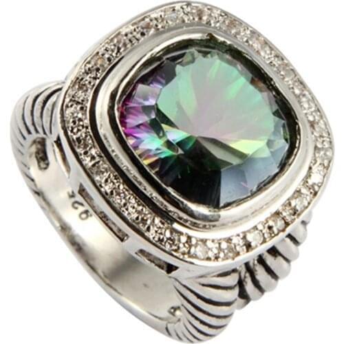 SHUNXUNZE luxury Vintage Engagement Wedding rings for women dropshipping Rainbow Cubic Zirconia Rhodium Plated R3598 size 6-13