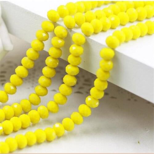 MHS.SUN Loose 2mm-14mm Solid Yellow Color Rondelle Glass Crystal Beads For DIY Jewelry Accessories Faceted ball Spacer Beads