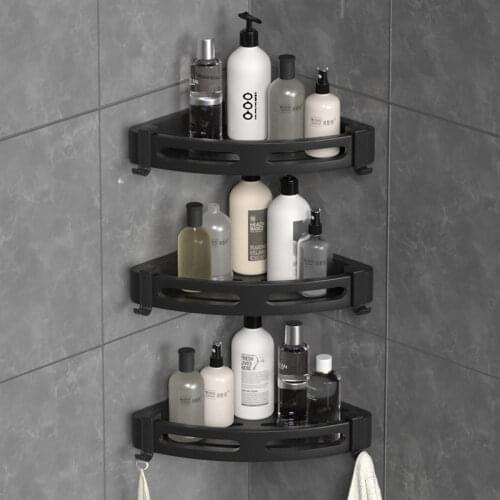 Joybos Corner Shelf Bathroom Storage Shelves Aluminum Toilet Triangle Storage Free Punching Shower Rack Bathroom Accessories