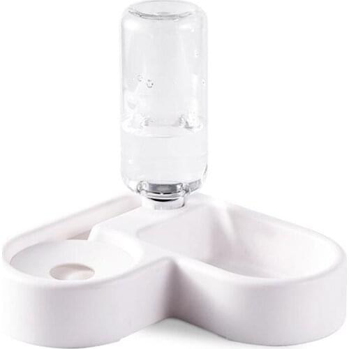 Heart Shaped Double Pet Bowl - Automatic Cat Feeder Dog Water Food Dispenser for Small Pets - 22x22x20.8cm