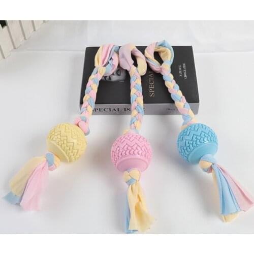 Dog Rope Toy Durable Teeth Cleaning Chewing Ball Playing Colorful Knots Pet Supplies For Dogs TS2 Small Animals