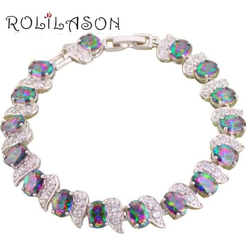 ROLILASON chic Multicolor Zircon AAA Zircon Silver filled Bracelets for women Health Nickel Lead free Fashion jewelry TB399