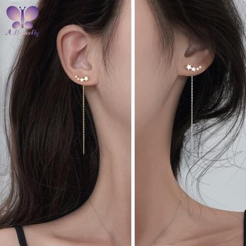 925 Sterling Silver Five-pointed Star Ear Line Chain Earrings Tassel Earring Ear Line Birthday Gift