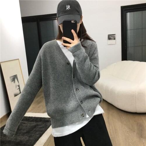 Sweater Women Autumn Winter Knitted Cardigan Fashion Solid Office Csaual Long Sleeve V Neck Female Knitwear Sueter De Mujer