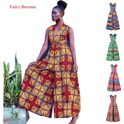 Women African Jumpsuits Traditional Print African Clothing Dashiki Ankara Trousers Multiple Wear Batik Pants African Clothes