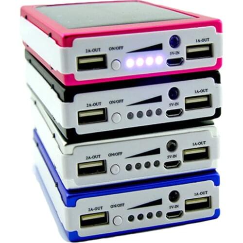 1set 5x18650 Powerbank Cover Power Bank 18650 Solar Power Bank Case DIY Box Dual USB Kit Phone Charger Flashlight