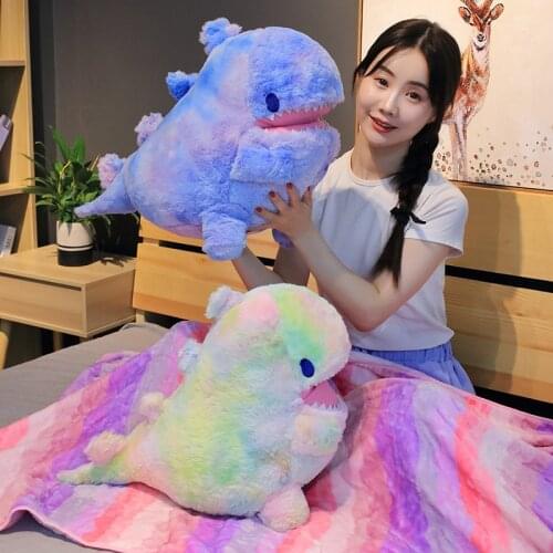 1pc 60CM Creative Colorful Dinosaur with Blanket Plush Toys High Quality Lovely Animal Dinosaur Stuffed Cushion Birthday Gifts