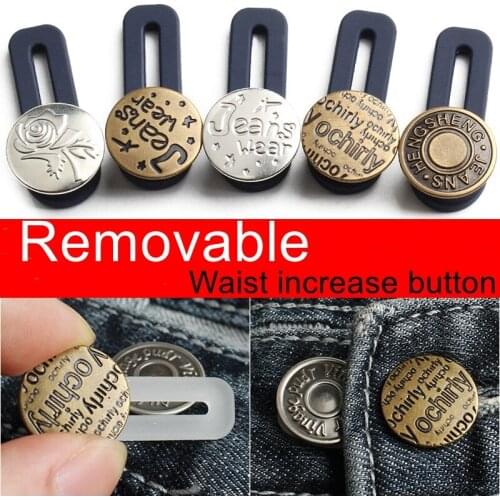 5PCs Adjustable Buttons for Clothing Snaps for Clothes DIY for Jeans Nail-free Removable Waist Buckle Jeans Telescopic Buttons