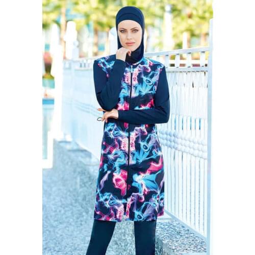 Adasea 2066-19 Dark Navy Blue Full Off Hijab Swimwear