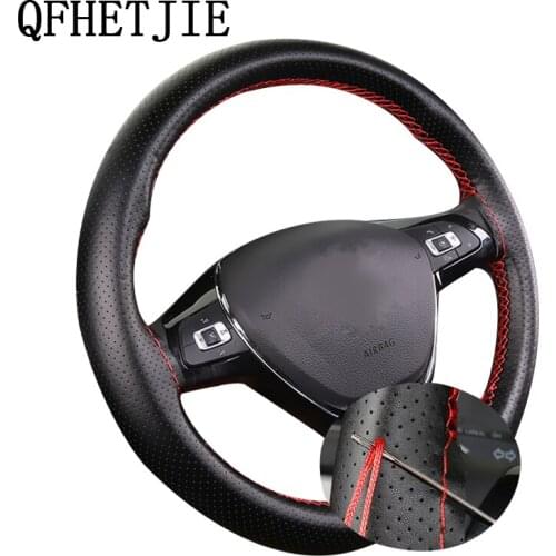 Free Delivery New 38cm Auto Car Steering Wheel Cover Soft Anti-slip Car Steering Cover Black Braid With Needles and Thread