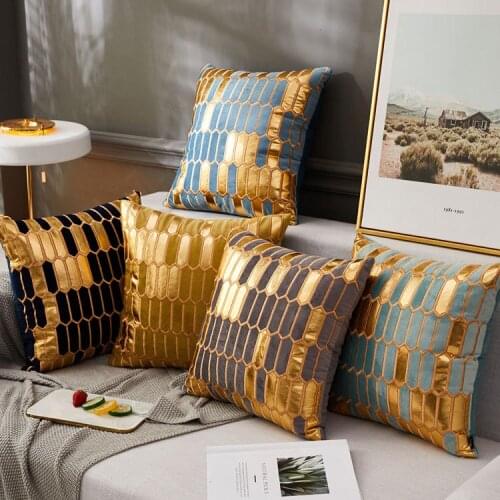 Bronzing Luxury Cushion Cover 45x45 Pillow Covers Decorative For BedRoom Sofa Home Decor Pillow Case Luxury Velvet Cushion Cover