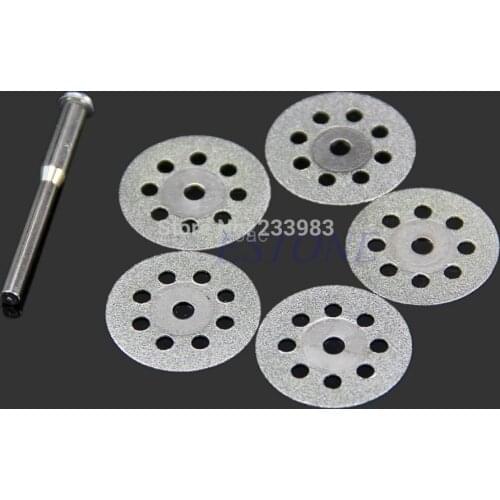 Mini 22mm 5PCS Sharp Rotary Diamond Cutting Discs Disks Dremel Tools With A Rod M05 dropship