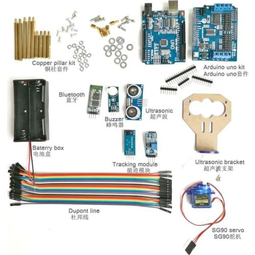DOIT Bluetooth Development Kit Tracking Obstacle Avoidance Controller Kit with UNO Board+Motor Drive Board for Arduino Car