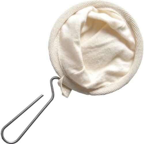 Coffee Filter Bag Stainless Steel Handle Flannel Hand-Pushed Reusable Wooden Environmental Protection Economy Home Coffee Filter