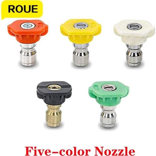 5Pcs Pressure Washer Spray Nozzle Metal Jet Lance Nozzle Multiple Degrees 1/4 Quick Connection Design for Car Garden Cleaning