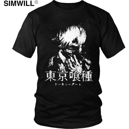 Urban New T-Shirt Men Eco Cotton Cool Tokyo Ghoul Tee Tops Short Sleeved Cool Manga Anime T Shirt Kaneki Ken Tshirt Fans Apparel