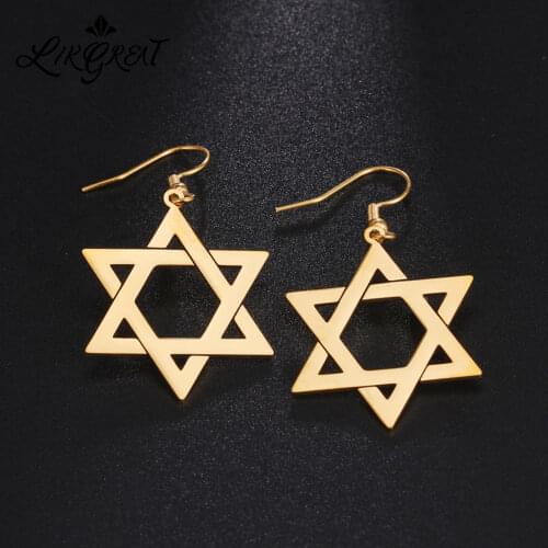 Judaism Menorah Star of David Charms Drop Dangle Earrings for Lady Women Israel Jewish Stainless Steel Ear Jewelry Friend Gifts