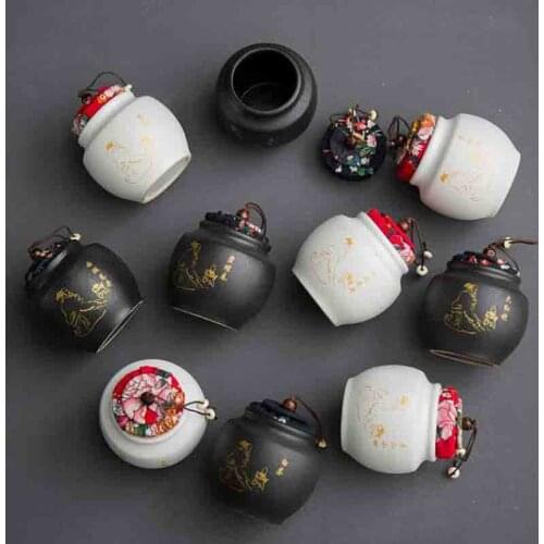 Ceramic Tea Box Household Sealed Storage Moistureproof Tea Caddy Tea Container jar Kitchen Drinkware Home Decor