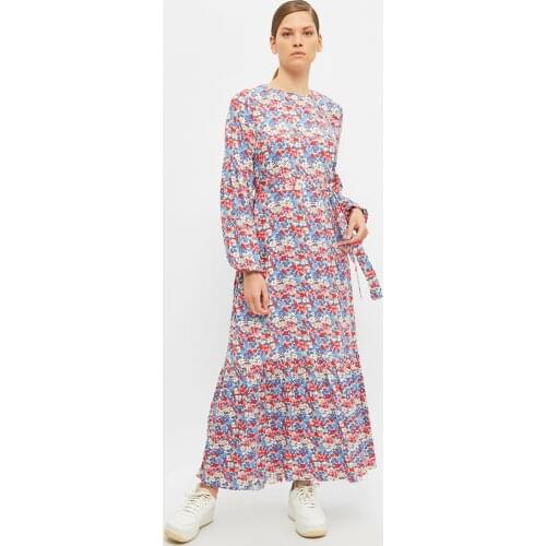 Trendyol Modest Red Bike Collar Belted Dress, hijab clothing, dress, muslim fashion, 100 cotton, casual, discount