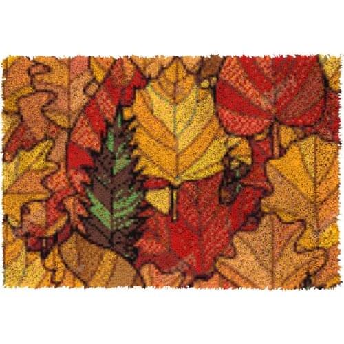 Latch Hook Kits Leaves Chunky Yarn Embroidery Crocheting Tapestry Kits Needlework Arts & Crafts DIY Carpet Rug