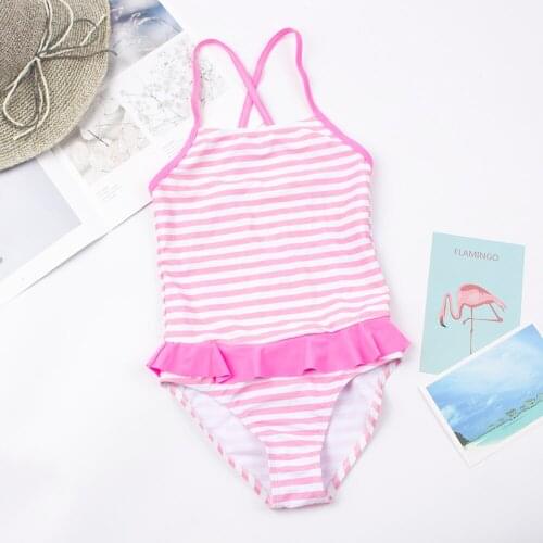 Falbala Striped Girls Swimwear Summer 5-12 Years Children Girls One Piece Swimwear Beachwear 2020 Kids Girls Swimsuit Monokini