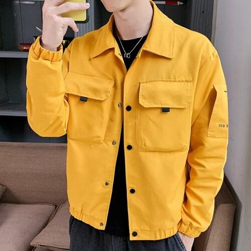 MANTLCONX Jacket Men New Solid Color Big Pocket Jacket High Street Fashion Mens Spring Coat Men Hip Hop Streetwear Jacket Male