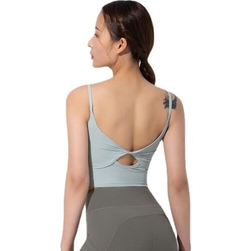 Summer New Thin Shoulder Straps Sports Bra Women High-Strength Shockproof Yoga Vest Back Sexy Kink Hollow Fitness Yoga Bra