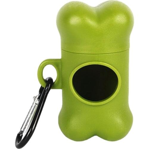 Pet Garbage Bag Dispenser Army Green Dog Rope Clip Bone Pill Dispenser Biodegradable Dog Poop Bag Poop Picking Bag