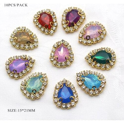 10Pcs/Lot 15*21mm Metal Water Brop Button For Colthing DIY Sewing Ribbon Beautiful Wedding Decoration Accessories