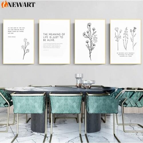 Minimalism Black White Plant Nordic Wall Art Living Room Category Quote Flower Canvas Painting Home Decoration Picture Poster