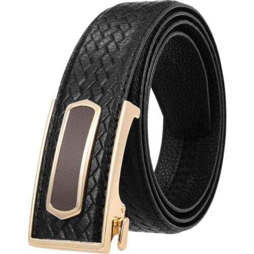 Male Waistband Fashion Automatic Buckle Belt NEW Mens Leather Ratchet Belt 110cm-125cm Luxury Width:35mm