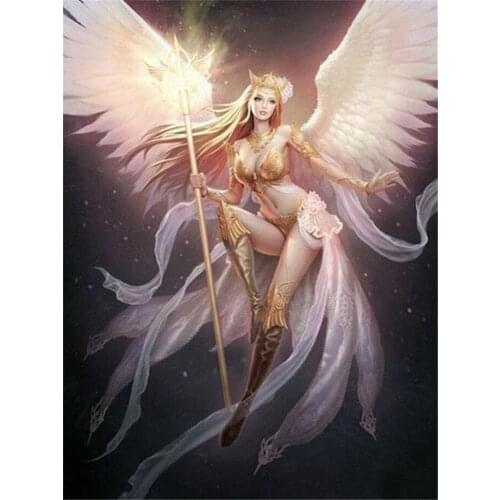Black Angel Beauty DIY Cross Stitch 11CT Embroidery Kits Needlework Craft Set Cotton Thread Printed Canvas Home Sale