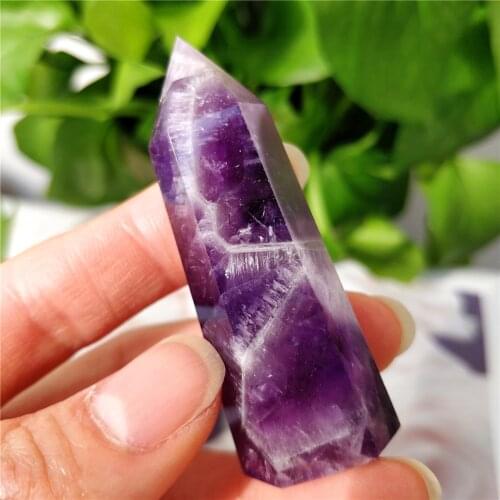 Natural Dream Amethyst Crystal Stone Wand Single Point Reiki Healing Purple Crystal Tower Enhances Memory