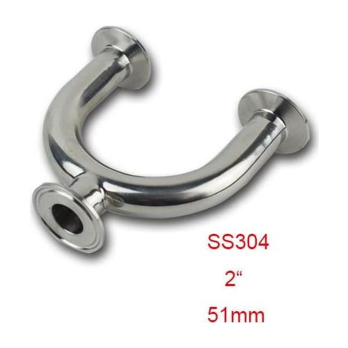 SS304 Material 2'',51mm Stainless Steel Sanitary Tri-Clamp Type U Shape 3 Way Tee Pipe Fittings