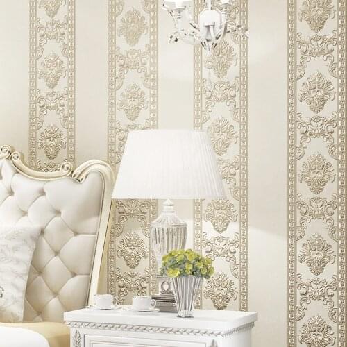 Embossed 3d Luxury European Style Stripe Damask Wallpaper For Bedroom Walls Living Room Tv Background Home Decor Wall Paper Roll