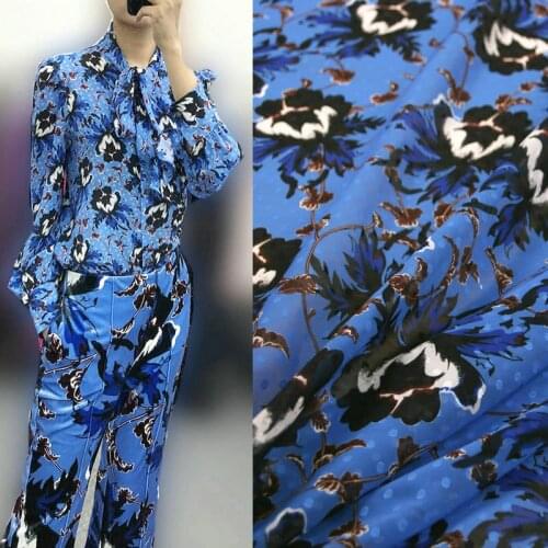 Big Flower Print Soft Polyester Thin Satin Fabric For Sewing Women Long Dress Shirt Patchwork Material DIY Scarf Handwork Cloth