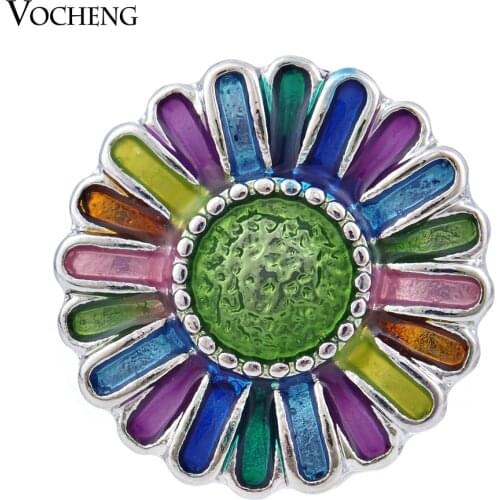 Vocheng Ginger Snap Jewelry Sunflower Hand Painted 18mm 6 Colors Charms Vn-884