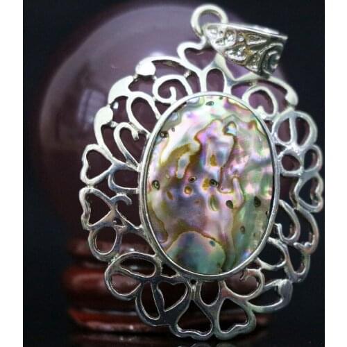 Top quality oval shape natural abalone shell pendant fashion fit diy long chain necklace free shipping jewelry findings B1134