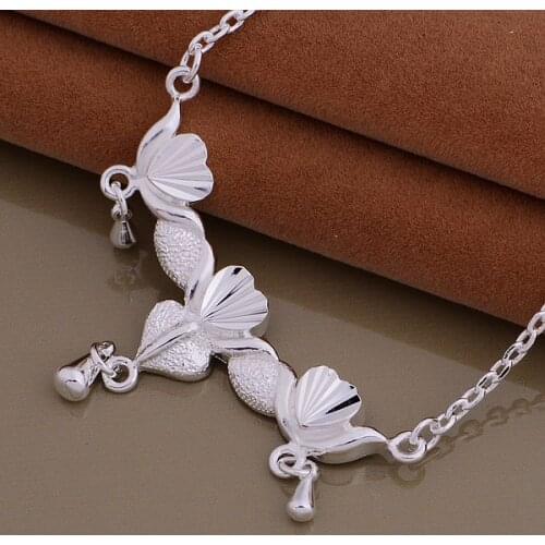 AN801 Hot Pendant Necklaces For Women Charm Silver Color Lucky 925 Fashion Jewelry Pendant Lotus Flower /bufaklma Blcakcja