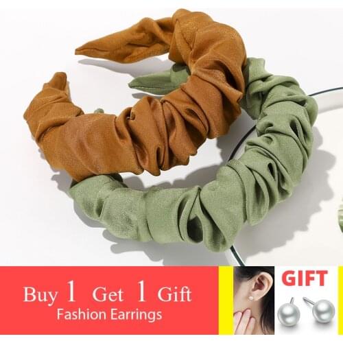 Haimeikang Women Satin Ruched Headbands 2021 Hairbands Hair Hoop Big Size Head Bezel Band Hair Accessories for Girls Headwear