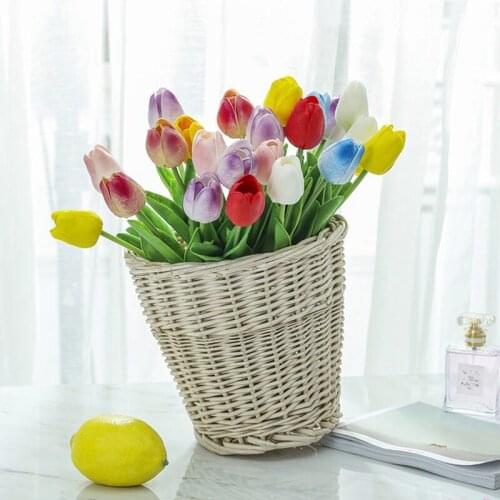 1Pcs Rose Tulip Artificial Flowers Real touch artificiales para decora Bouquet Flowers For Home Gift Wedding Decorative Flowers