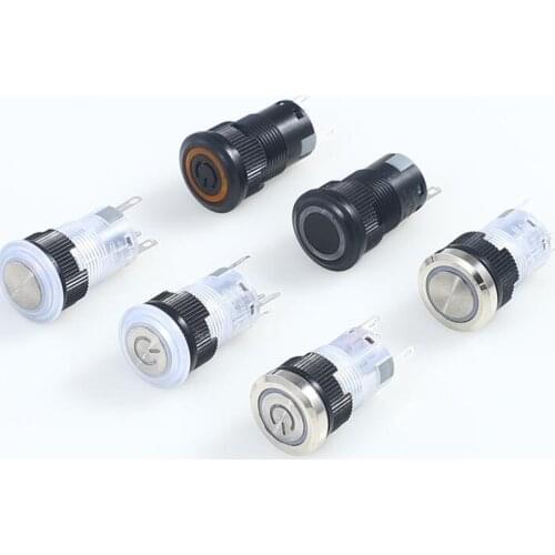 16mm Waterproof Plastic Button Switch with LED Lamp Momentary Latching PC Power Switches